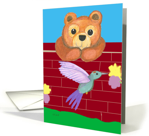 Teddy Bear with Hummingbird Thinking of You card (570571)