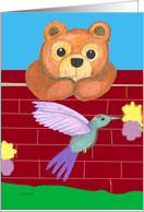 Teddy Bear with Hummingbird Thinking of You card