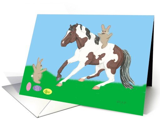 Paint Horse and Bunnies Easter card (572945)