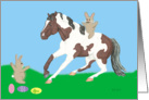 Paint Horse and Bunnies Easter card