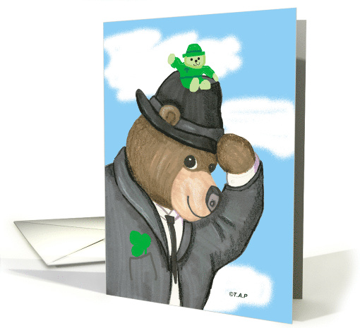 Fedora Bear & leprachaun St. Patricks Day card (577336)