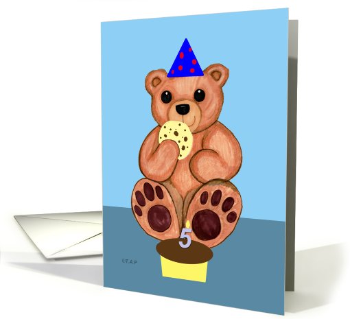Five years old Birthday Bear card (601605)
