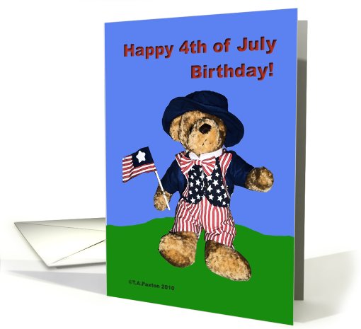 Happy 4th of July Birthday Bear card (610072)