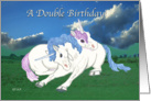 Twin Unicorns Birthday card