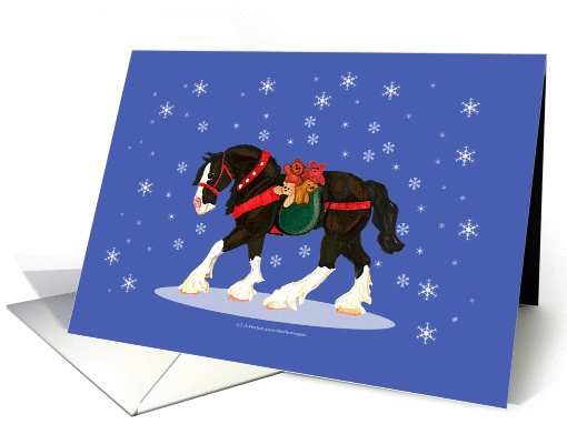 Christmas Horse carrying Teddy Bears card (718258)