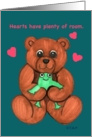 Valentine Hearts Teddy Bear and Frog card