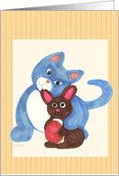 Cat with Chocolate Easter Bunny card