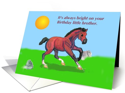 Bay Horse Colt Little Brother Birthday card (837964)