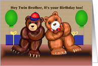 Bears Twin Brother Birthday card