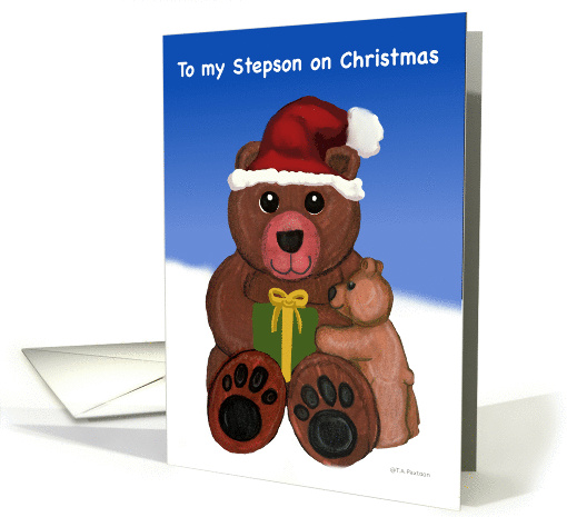 To my Stepson on Christmas Teddy Bear card (875486)