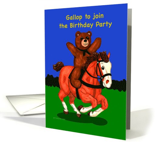 Teddy Bear on Horse Birthday Party Invite card (978365)