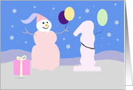 Snow Girl Birthday Invitation for One Year card