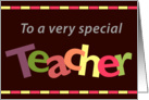 thank you - to a very special teacher card