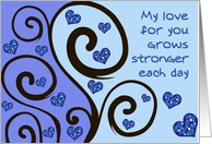 Valentine - blue tree card