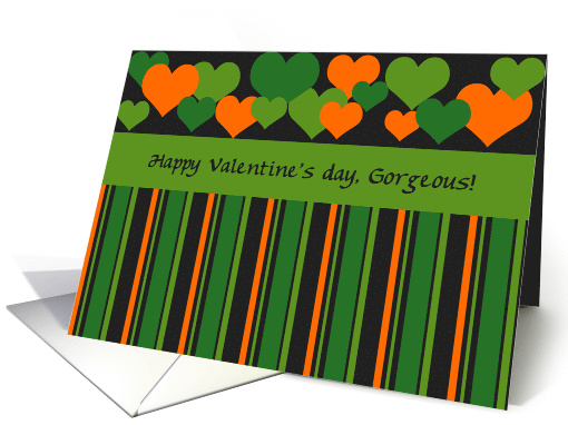 Valentine - heart stripes green card (546323)
