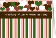 Valentine - heart stripes brown card