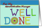 Well Done, Admin Manager card