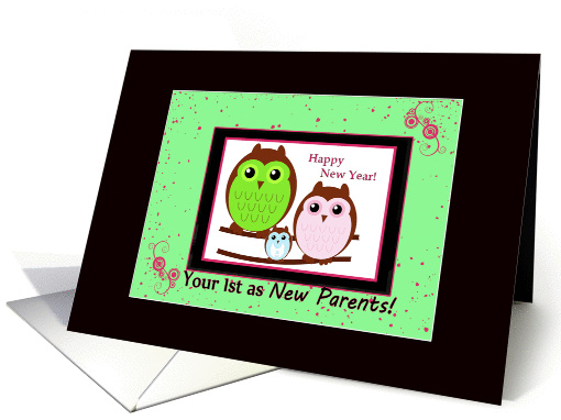 Happy Owl New Year for New Parents of a Baby Boy card (1349296)