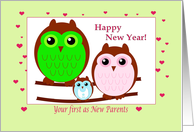 Happy Owl New Year for New Parents of a Baby Boy card