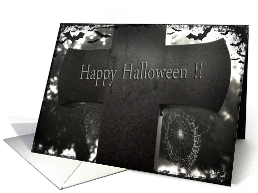 Happy Halloween - graveyard, cobwebs card (697815)