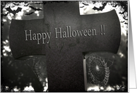 Happy Halloween - graveyard, cobwebs card