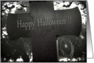 Happy Halloween - graveyard, cobwebs card