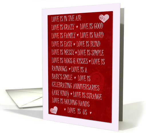 Happy Anniversary Love is many things card (899028)