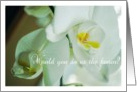 Would you do us the honor? White Orchid yellow center Wedding card