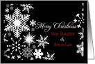 Merry Christmas Step Daughter and Son-in-Law Snowflakes black/white card