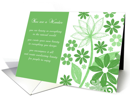 Landscape Architect birthday green and white flowers card (1047055)