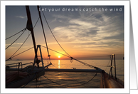 Sailing dreaming catching the wind water sunset in Greece card