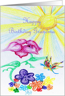 Happy Birthday Grandma Flowers card