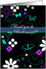Bridesmaid Invite Flowers and Butterflies card
