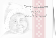 Congratulations Arrival of Baby Girl Drawing card
