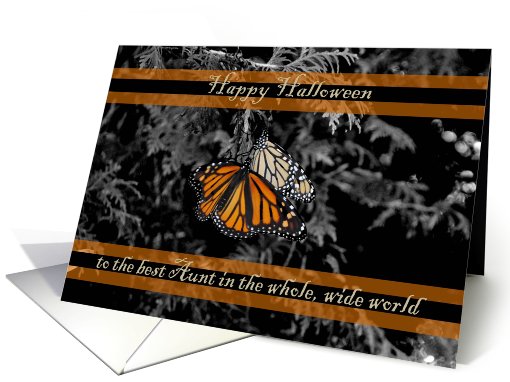 Happy Halloween Best Aunt Monarch Butterflies Black Orange card