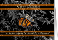 Happy Halloween Best Aunt Monarch Butterflies Black Orange card