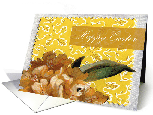 Happy Easter Yellow Scrapbook look flower card (781012)
