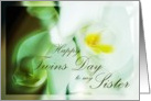 Happy Twins Day Sister White Orchids Special Twin card