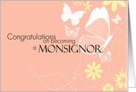 Congratulations on becoming a Monsignor Peach Butterflies and Flowers card