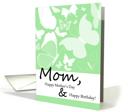 Mom's Birthday on Mother's Day White butterflies card (919718)
