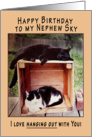 Nephew Happy Birthday Cats on Crate card