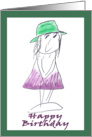 Garden Girl Happy Birthday Drawing card