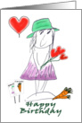 Happy Birthday Garden Girl Carrots Hearts card