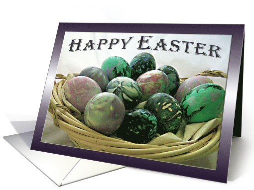 Happy Easter Colored Eggs Basket card (595042)