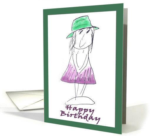 Garden Girl Happy Birthday Drawing card (896785)