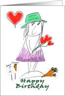 Happy Birthday Garden Girl Carrots Hearts card