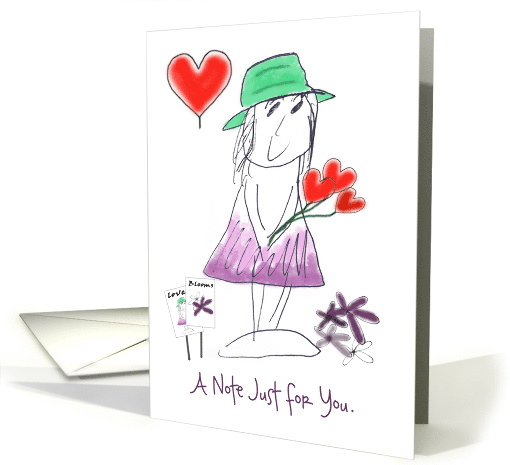 Custom Garden Girl Hearts Flowers card (902119)