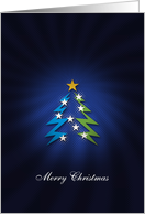 Merry Christmas - elegant blue card with cool Christmas tree card
