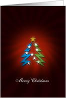 Merry Christmas - elegant red card with cool Christmas tree card