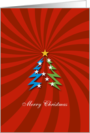 Merry Christmas - elegant red card with cool Christmas tree card